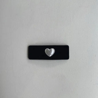 Velvet pearl heart square hairpin
