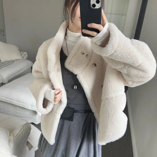 Reversible wool viscose shearling jacket