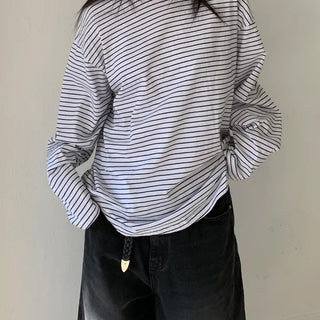 Unisex Oversized Striped Long Sleeve Tee