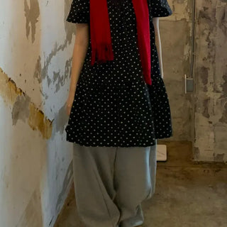 Dot Pumpkin Layered Midi Dress