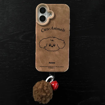 Fluffy Keyring Set Puff Leather iPhone Case