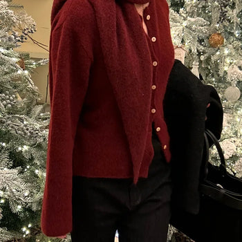 PRETTY scarf wool cashmere cardigan