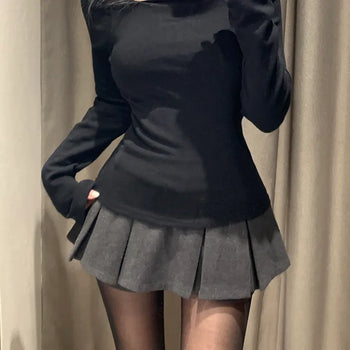 *Fleece-lined* Warm, stretchy fabric asymmetrical fleece-lined long-sleeve t-shirt