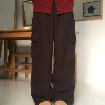 Bichon Fleece Wide Cargo Pants