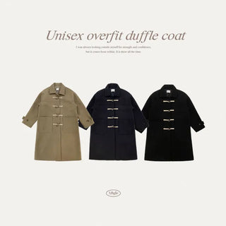 Bugs Wool Duffle Long Coat Plus Size Oversized Unisex Couple Layering