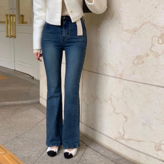 Banbus Dark Blue Slim Semi-Bootcut Denim Pants