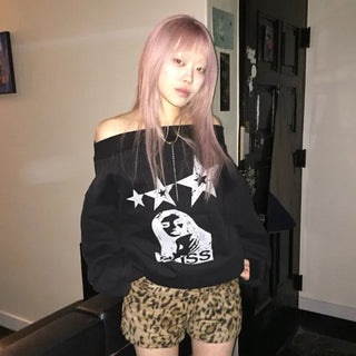 star off-the-shoulder sweatshirt