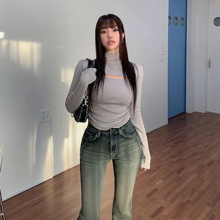 Technin Slit Mock Turtleneck T-shirt [Fleece-lined]