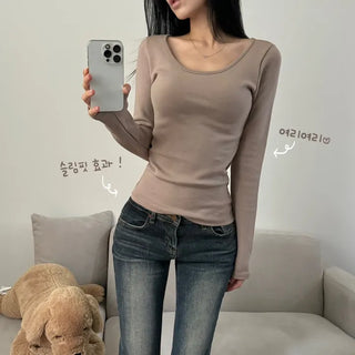 [Thick Version] Daily Inner Round Basic Long Sleeve T-shirt