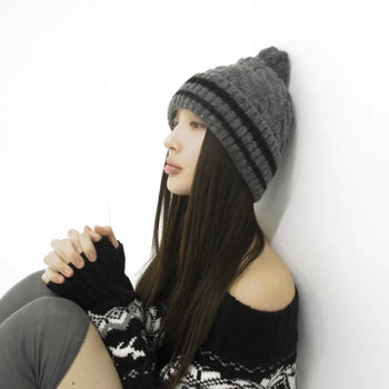 Pom-pom Twist Beanie (4 colors)