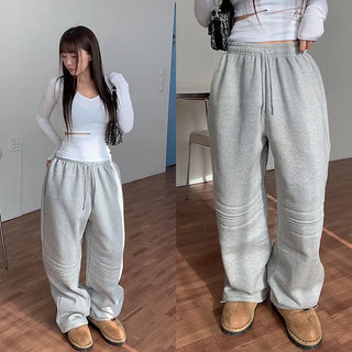 Mustel Cut-out Elastic Waist Wide Pants [Fleece-lined]