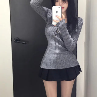 V-Neck Ribbed Knit Slim Fit Knit