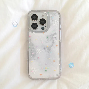 Winter Snowflake Moving Shaker Transparent iPhone Case