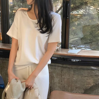Pohel U-neck Fleece Loose Fit Short Sleeve T-shirt