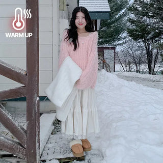Cozy💕 Pine Needle Soft Fur Layered Ribbed Oversized Loose Long Knit with Flutter Coverage