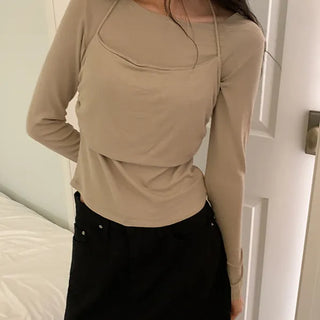 Ritna Soft Spandex Halterneck Layered T-shirt