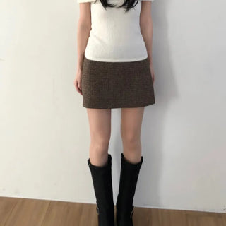 Ground Check Wool Skirt (2 colors)