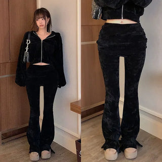 Crezy Velour Skirt Bootcut Pants