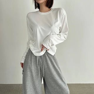 Cheese Modal Round Long Sleeve T-shirt