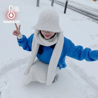 Soft Angora Fur Bucket Hat Winter Wool Hat