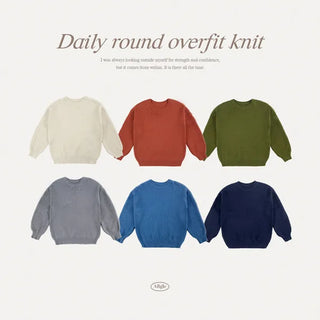 Cozy Brush Oversized Knit Round Neck Loose Fit Layered Knit