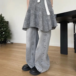 Gray wide brush pants