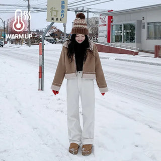 Pony Sheepskin Crop Mustang Collar Tumble Suede Jacket