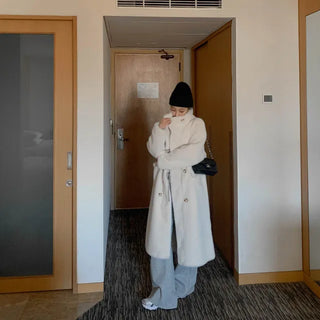 Beige Eco-fur Long Coat