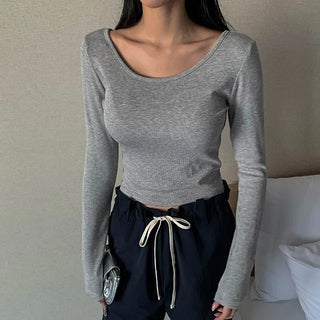 Rona Ribbed Crop Long Sleeve Tee