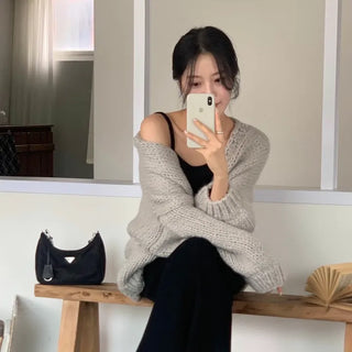 Dayd Handmade Wool Puff Shawl Knit Cardigan
