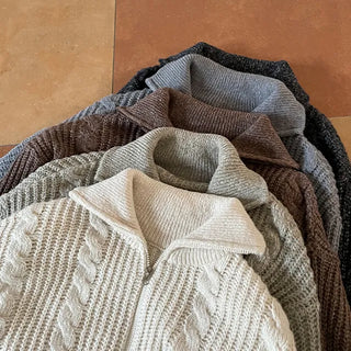 Turns Two-Way Cable Knit Zip-Up