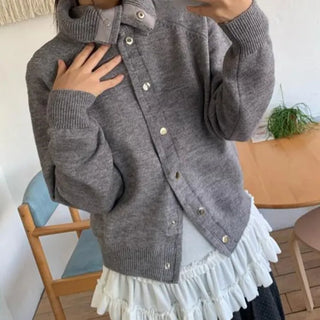 Dare High-neck Collar Button Cardigan