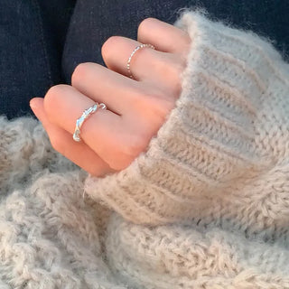 Vine Knot Twist Open Silver Ring