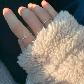 Single Pearl Cubic Layered Silver Ring