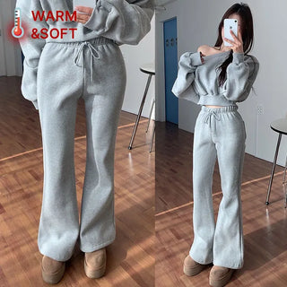 Vater Elastic Waist Bootcut Pants [Fleece-lined]