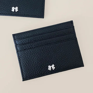 Cow leather slim ribbon card wallet