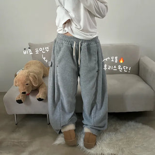 [Thick! Warm] Fleece Winter Tab-Striped Wide Training Long Pants