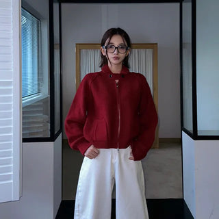 Ready Bijou High-Neck Knit Zip-Up