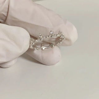 Cubic Crown Ball Layered Silver Ring