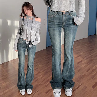 Curved Wash Low Bootcut Pants