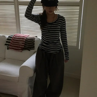 Striped Long Spandex Tee