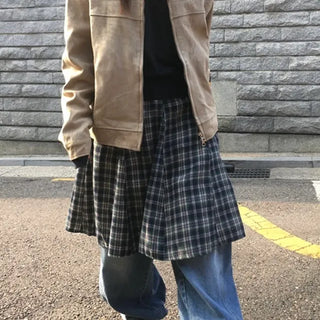 Vintage Check Flare Skirt