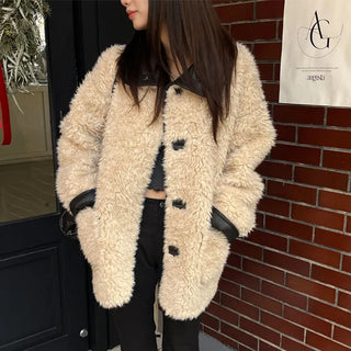 Reversible Fur Leather Double-sided Shearling Jacket 1 Color