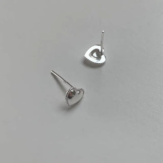 Mini Dot Mirror Heart Silver Earrings