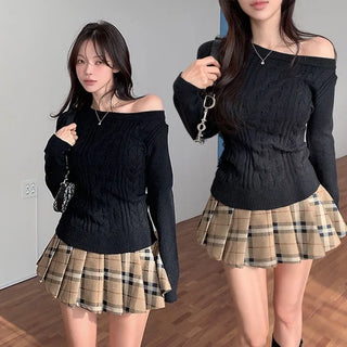 Gotning One-Shoulder Cable Knit
