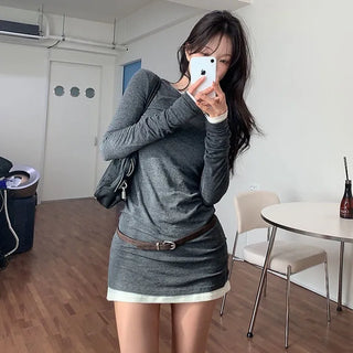 Hojinin Long T-shirt Dress [Angora 3%]