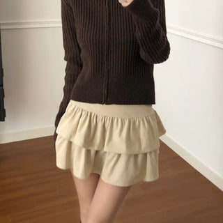 Corduroy Tiered Skirt (2 colors)