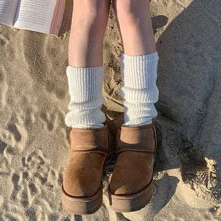 Stretchy Knit Wool Leg Warmers, Ribbed Tights, Leggings, Loose Socks