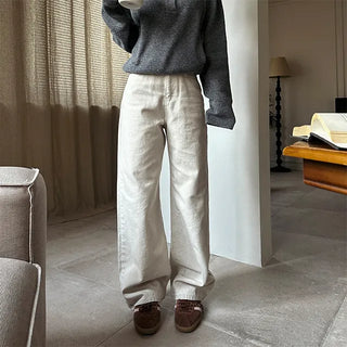 Winds Stitch Semi-Wide Cotton Pants