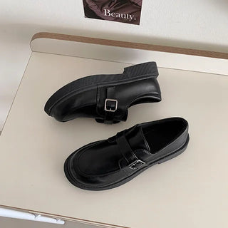 Platform Mary Jane Loafers Buckle Height-Increasing Block Heel Flats Season Martin Flat Shoes Wedding Guest Look Shoes
